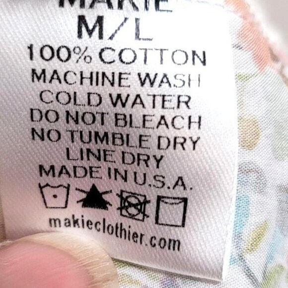 Vintage Makie Floral Print Button-Up Long Nightgown With Peter Pan Collar & Shor - Picture 11 of 12